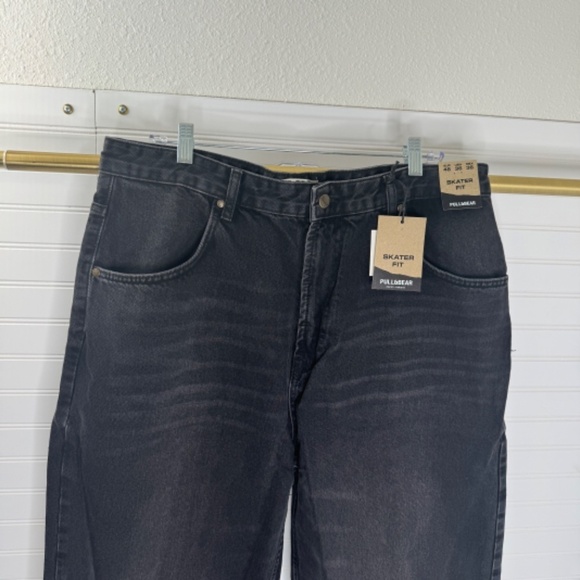NWT Pull& Bear Black Skate Jeans 36W - Picture 3 of 10